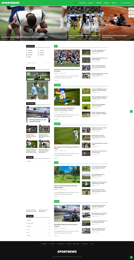 sport blog website developer